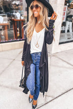 Load image into Gallery viewer, Black Draped Open Front Long Cardigan
