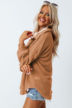 Load image into Gallery viewer, Brown Waffle Knit Button Up Casual Shirt
