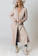 Load image into Gallery viewer, Open Front Pocketed Duster Cardigan with Slits
