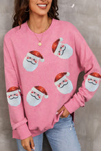 Load image into Gallery viewer, Pink Sequined Santa Clause Graphic Split Sweatshirt
