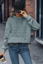 Load image into Gallery viewer, Light Grey Drop Shoulder Quilted Patchwork Kangaroo Pocket Hoodie
