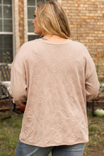 Load image into Gallery viewer, Parchment Plus Size Textured Drop Shoulder Crew Neck Sweatshirt
