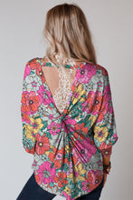 Load image into Gallery viewer, Multicolor Twisted Hollow-out Back Floral Long Sleeve Top
