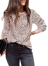 Load image into Gallery viewer, Animal Spotted Print Round Neck Long Sleeve Top
