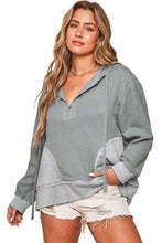 Load image into Gallery viewer, Gray Contrast Patchwork Pullover Casual Hoodie
