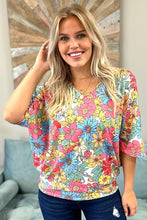 Load image into Gallery viewer, Multicolor Floral Print V Neck Half Sleeve Blouse
