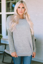 Load image into Gallery viewer, Gray Exposed Seam Patchwork Long Sleeve Top
