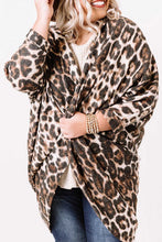 Load image into Gallery viewer, Leopard Plus Size Draped Open Front Cardigan
