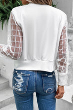 Load image into Gallery viewer, White Latticed Mesh Sleeve Zip Up Bomber Jacket
