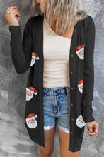 Load image into Gallery viewer, Black Sequined Santa Claus Button Up Cardigan
