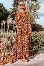 Load image into Gallery viewer, Leopard Button-Up Long Sleeve Maxi Dress
