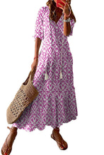 Load image into Gallery viewer, V Neck Casual Geometric Print Maxi Dress
