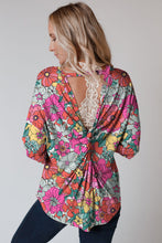 Load image into Gallery viewer, Multicolor Twisted Hollow-out Back Floral Long Sleeve Top
