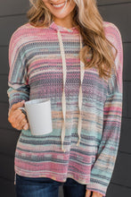 Load image into Gallery viewer, Multicolor Striped Print Cable Knit Drop Shoulder Hoodie
