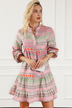 Load image into Gallery viewer, Multicolour Boho Print Puff Sleeve Buttoned Babydoll Dress
