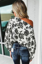 Load image into Gallery viewer, White Floral Print Cold Shoulder Loose Fit Blouse
