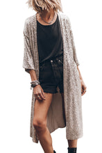 Load image into Gallery viewer, Apricot Sequin 3/4 Sleeve Open Front Duster Kimono
