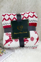 Load image into Gallery viewer, White Christmas Reindeer Snowflake Printed Sherpa Blanket
