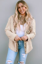 Load image into Gallery viewer, Apricot Leopard Patched Zipped Pocket Fleece Jacket
