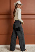 Load image into Gallery viewer, Gray Contrast Patched Pocket Corduroy Wide Leg Pants
