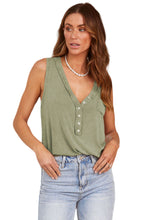 Load image into Gallery viewer, Ribbed Knit Buttoned Henley V Neck Tank Top
