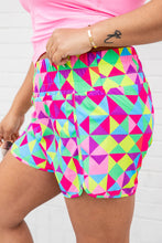 Load image into Gallery viewer, Multicolor Geometric High Waisted Athletic Shorts
