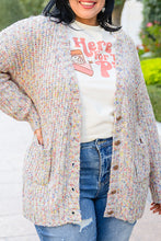 Load image into Gallery viewer, Apricot Multi Color Mixed Thread Plus Size Cardigan
