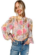 Load image into Gallery viewer, All Floral Puff Sleeve Collared Shirt
