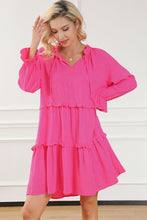 Load image into Gallery viewer, Rose Split V Neck Tiered Frill Babydoll Loose Dress
