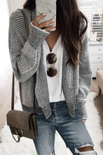 Load image into Gallery viewer, Grey Plaid Contrast Trim Open Front Cardigan
