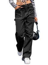 Load image into Gallery viewer, High Waist Straight Leg Cargo Pants with Pockets
