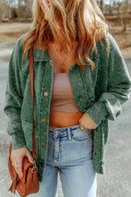 Load image into Gallery viewer, Green Vintage Washed Flap Pocket Button Shacket
