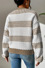 Load image into Gallery viewer, Multicolour Vertical Stripes Two Tones Drop Shoulder Sweater
