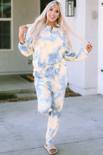 Load image into Gallery viewer, Multicolor Tie Dye Henley Top and Drawstring Pants Outfit
