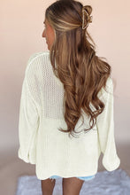 Load image into Gallery viewer, Beige Plain Hollowed Knit Button Front Cardigan
