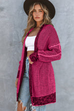 Load image into Gallery viewer, Rose Plaid Knitted Long Open Front Cardigan
