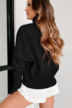 Load image into Gallery viewer, Black Zip Up Stand Collar Ribbed Thumbhole Sleeve Sweatshirt
