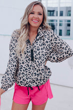 Load image into Gallery viewer, Leopard Zip Up Collared Hooded Windbreaker
