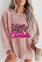 Load image into Gallery viewer, Pink Merry Christmas Letter Graphic Corded Sweatshirt
