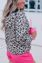 Load image into Gallery viewer, Leopard Zip Up Collared Hooded Windbreaker
