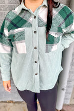 Load image into Gallery viewer, Plaid Patchwork Plus Size Corduroy Shacket

