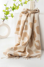 Load image into Gallery viewer, Parchment Cow Print Fringed Winter Large Scarf
