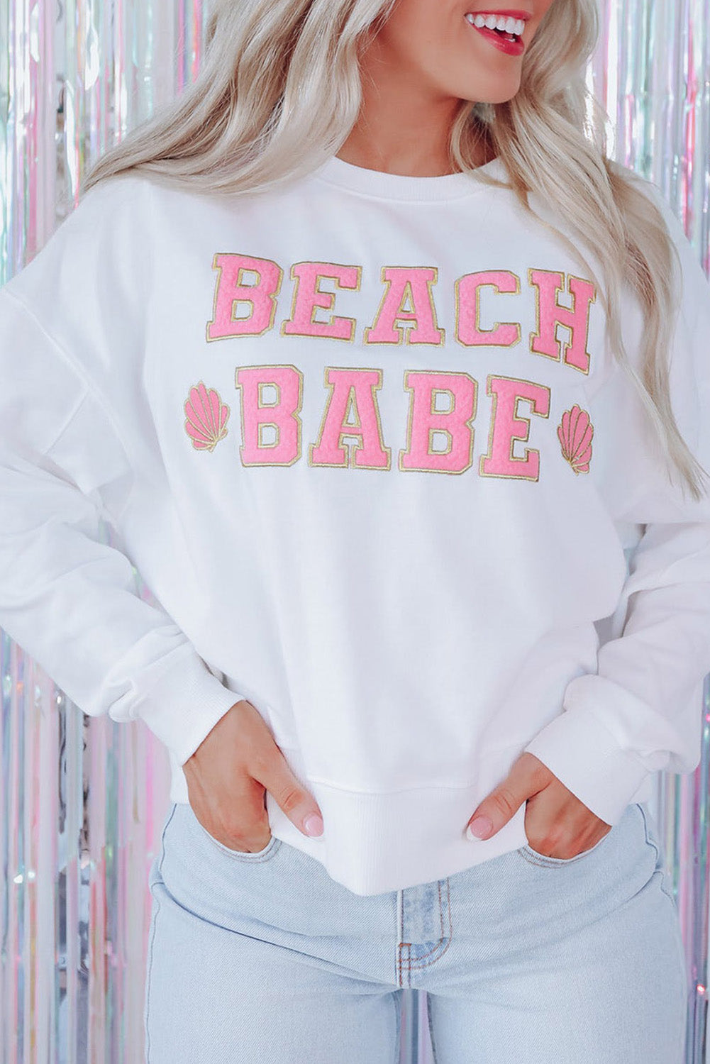 BEACH BABE Slogan Graphic Casual Sweatshirt