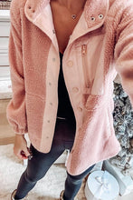 Load image into Gallery viewer, Pink Sherpa Contrast Trim Zipped Pocket Jacket
