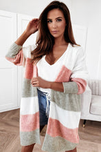 Load image into Gallery viewer, Gray Colorblock Stripe Open-Front Cardigan
