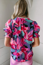 Load image into Gallery viewer, Floral Print Shirred Puff Sleeve Blouse
