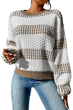 Load image into Gallery viewer, Multicolour Vertical Stripes Two Tones Drop Shoulder Sweater
