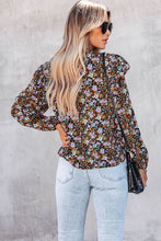 Load image into Gallery viewer, Floral Print Ruffled Bubble Sleeve Shirt
