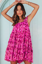 Load image into Gallery viewer, Tiered Ruffled Square Neck Sleeveless Floral Mini Dress
