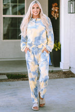 Load image into Gallery viewer, Multicolor Tie Dye Henley Top and Drawstring Pants Outfit
